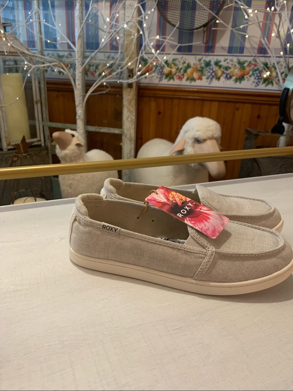 Roxy Neutral Canvas Slip-On Sneakers in Light Beige - Picture 4 of 8